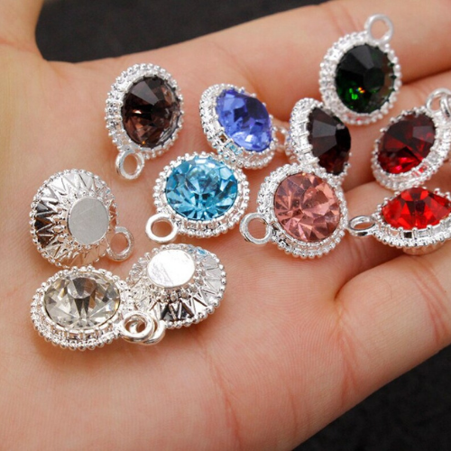 14 mm Birthstone Silver Charm