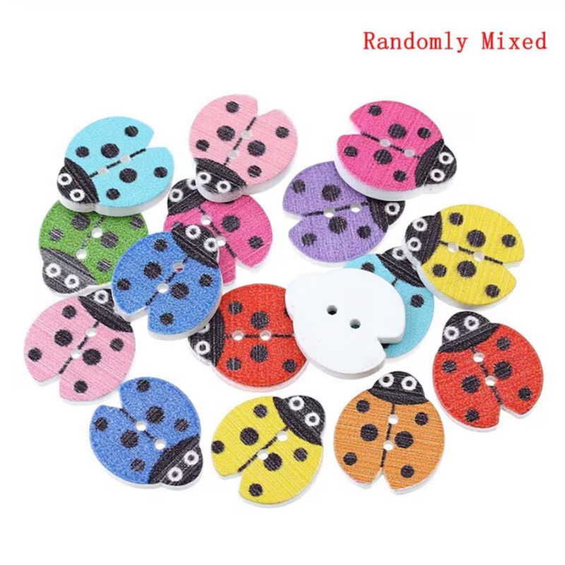 Lady Bug Wooden Button