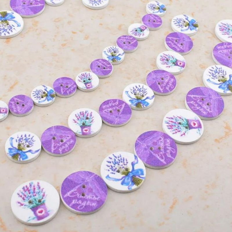 Lavender Pattern Wood Buttons