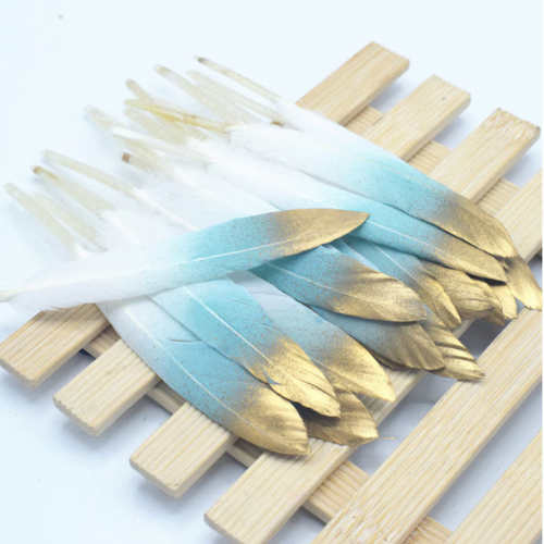 Gold Paint Real Duck Feathers