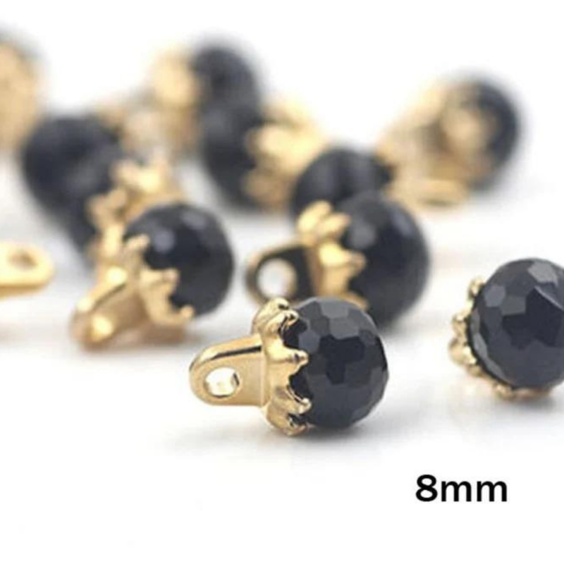 8 mm Lucite Black Ball Buttons