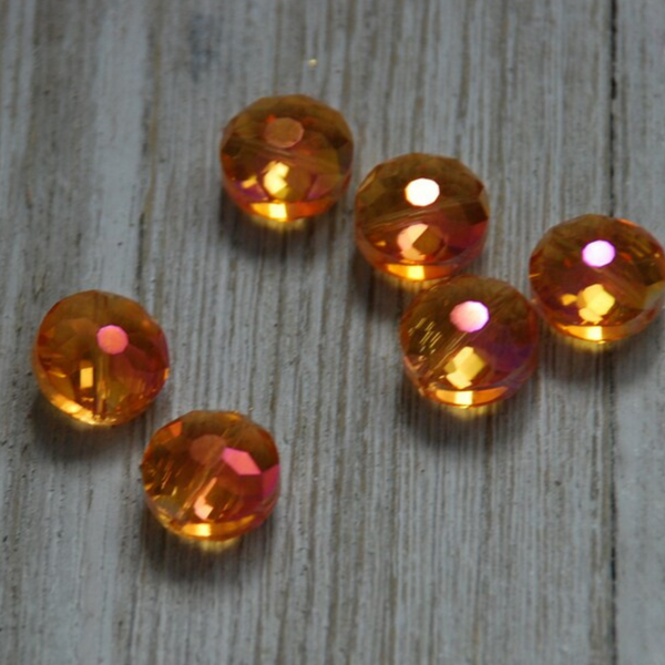 Round Faceted Crystal Glass Beads