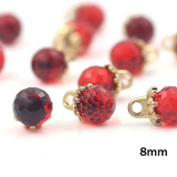 8 mm Lucite Red Ball Buttons