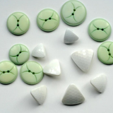 Lot of 15-30 mm Vintage Green & White Buttons