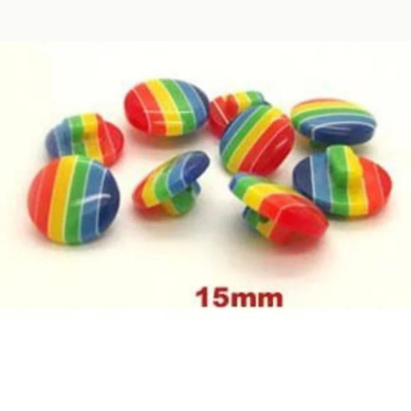 Rainbow Stripped Plastic Buttons