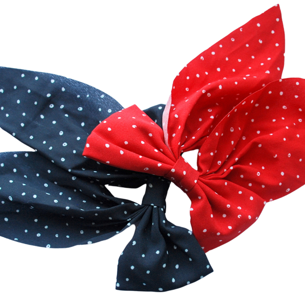 Satin Bow Dotted Hair Clip