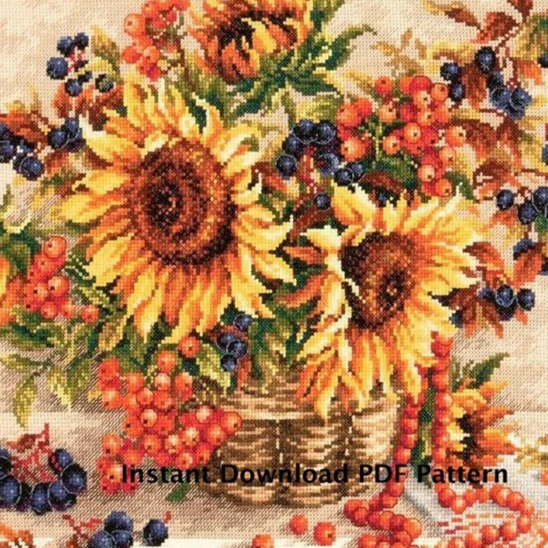 Sunflowers Cross Stitch pdf Pattern