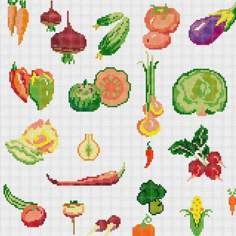 Vegetable Cross Stitch pdf Pattern