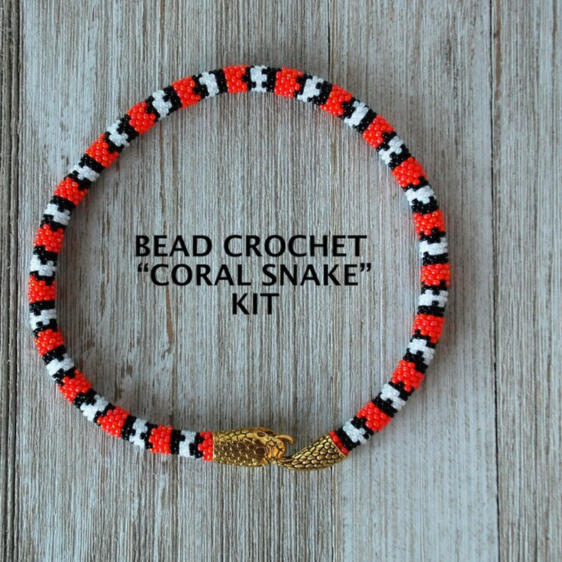 Bead Crochet Coral Snake Necklace/Bracelet Pattern