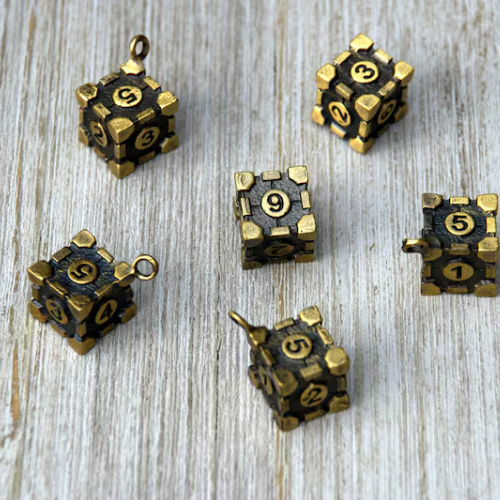 Bronze Vintage Style Dice Cubes Charm