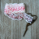 White Pink Vintage Cotton Lace Trim