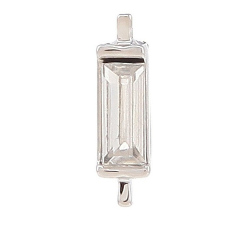 12 mm Rectangular Birthstone Silver Charm