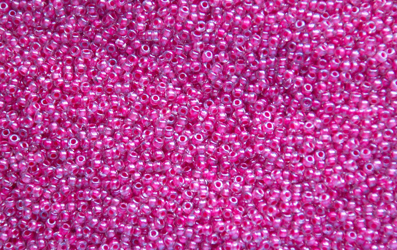 Pink C/L Red Czech Seed Beads, Size 10/0