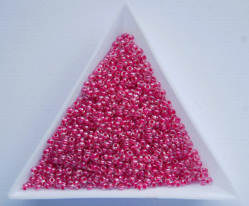 Pink C/L Red Czech Seed Beads, Size 10/0