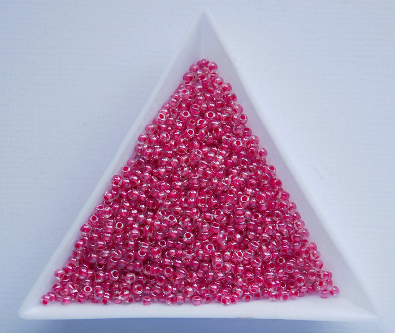 Pink C/L Red Czech Seed Beads, Size 10/0