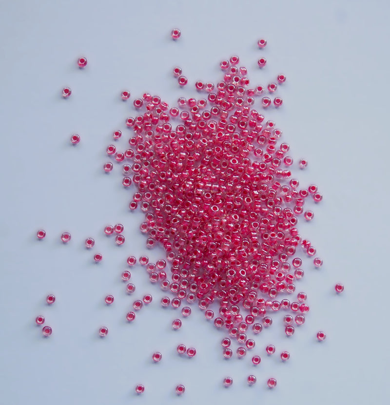 Pink C/L Red Czech Seed Beads, Size 10/0