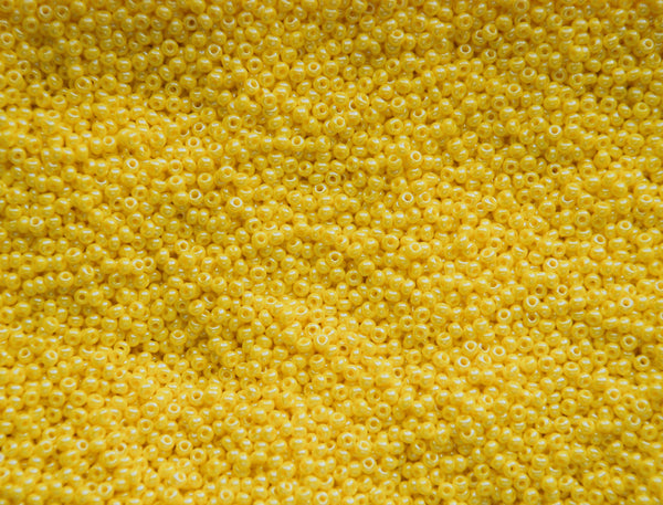 Opaque Yellow Luster Czech Seed Beads, Size 10/0