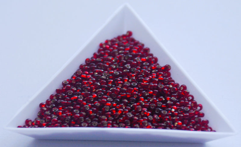 Silver-Lined Red Czech Seed Beads, Size 10/0