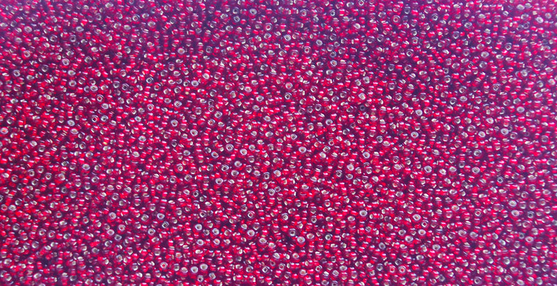 Silver-Lined Red Czech Seed Beads, Size 10/0