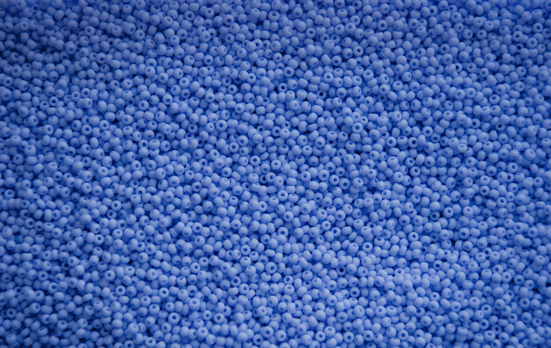 Opaque Powder Blue Matte Czech Seed Beads, Size 10/0