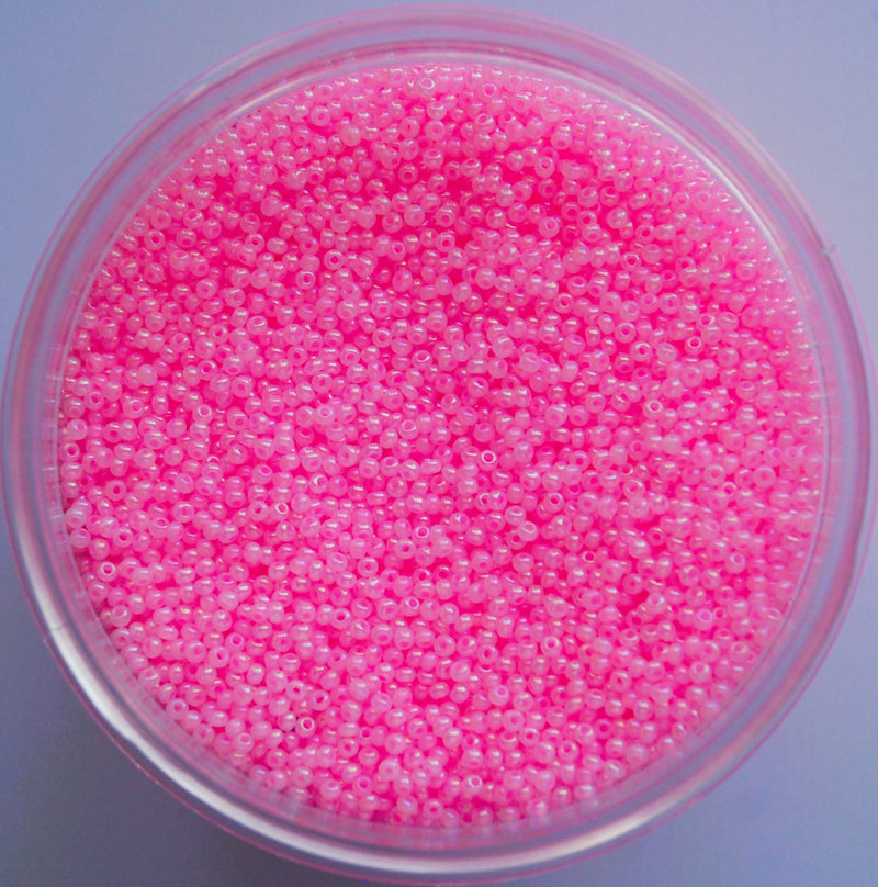 Opaque Dyed Iris Pink Czech Seed Beads, Size 10/0