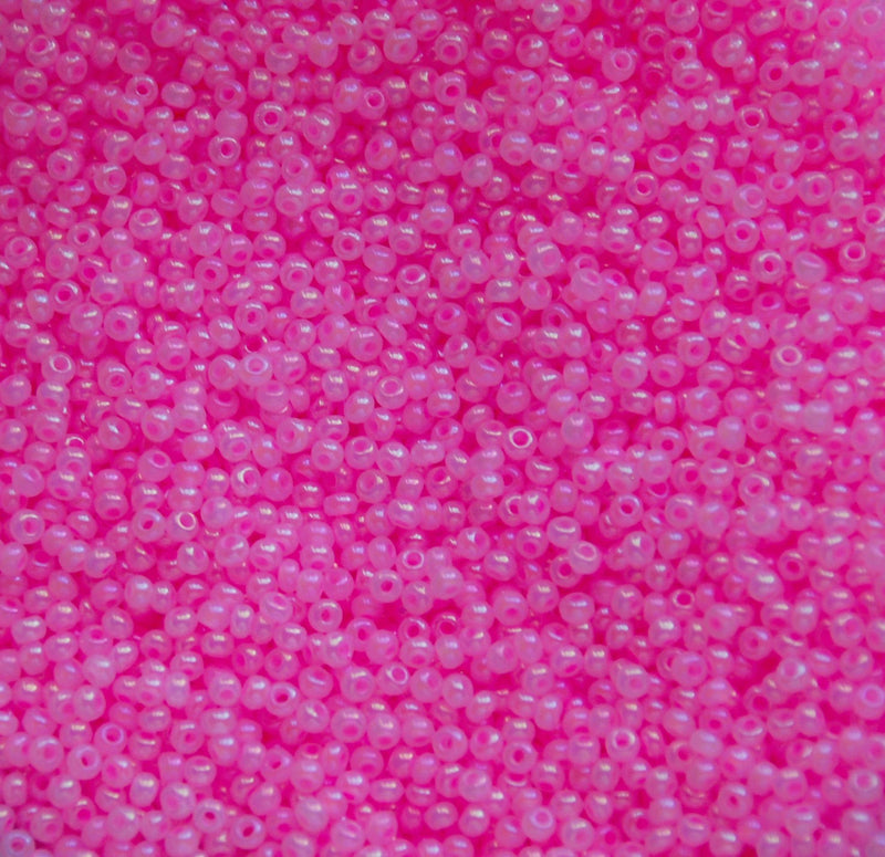 Opaque Dyed Iris Pink Czech Seed Beads, Size 10/0