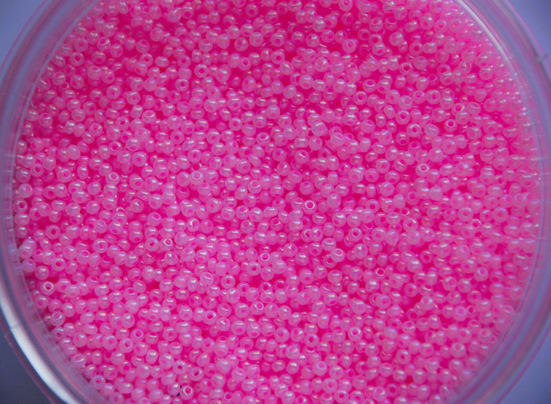 Opaque Dyed Iris Pink Czech Seed Beads, Size 10/0