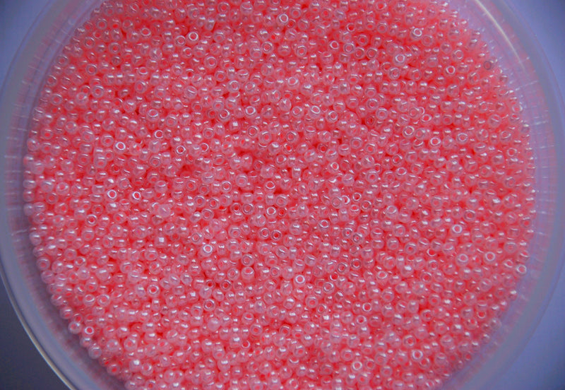 Pink Ceylon Czech Seed Beads, Size 10/0