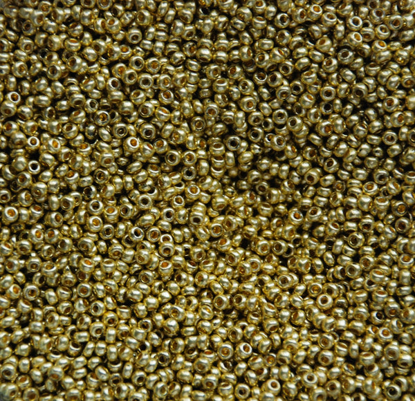 Metallic Light Gold Czech Seed Beads, 10/0