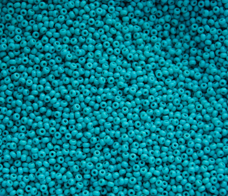 Opaque Turquoise Czech Seed Beads, 10/0