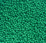 Opaque Medium Green Czech Seed Beads, 10/0