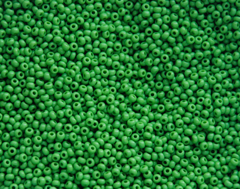 Opaque Light Green Czech Seed Beads, 10/0