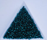 Silver-Lined Teal Green Czech Seed Beads, 10/0