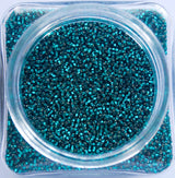 Silver-Lined Teal Green Czech Seed Beads, 10/0