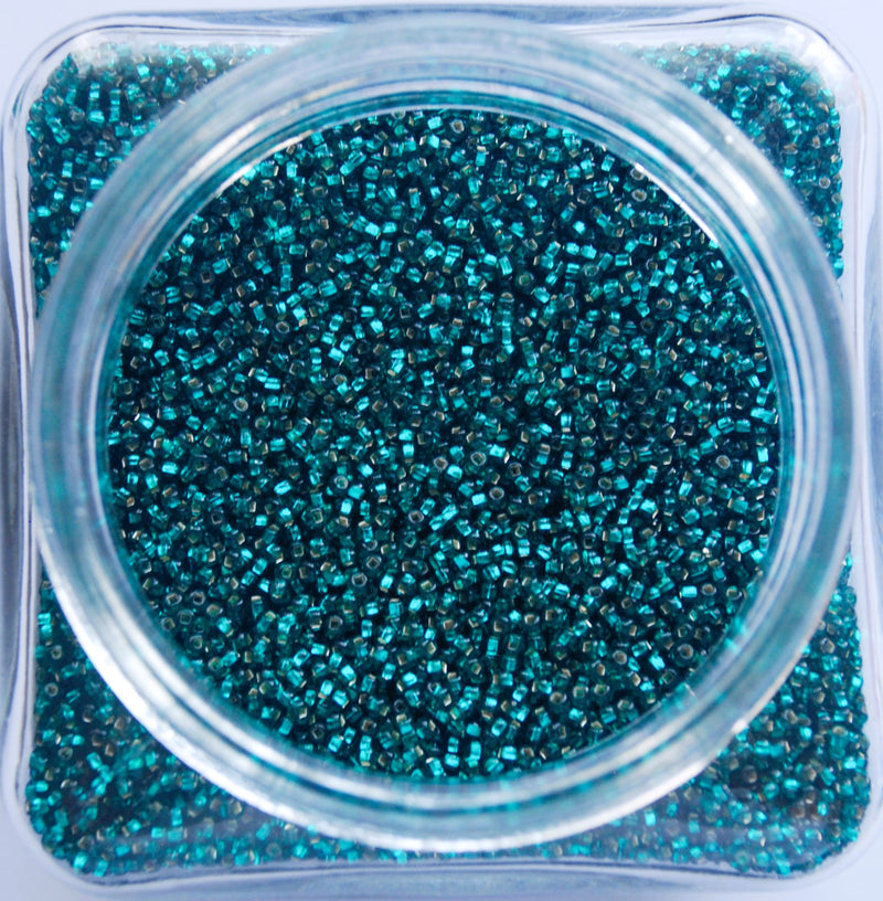 Silver-Lined Teal Green Czech Seed Beads, 10/0