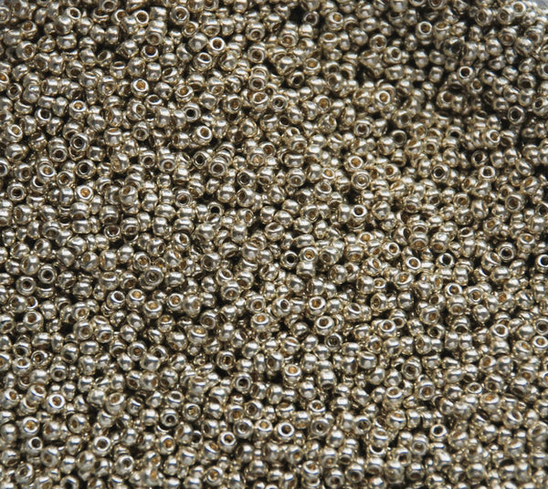 Metallic Light Silver Czech Seed Beads, 10/0