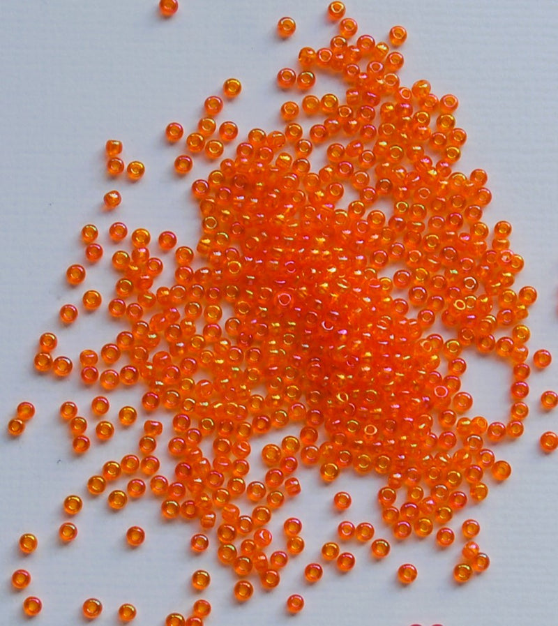 Transparent Orange Rainbow Czech Seed Beads, 10/0