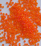 Transparent Orange Rainbow Czech Seed Beads, 10/0