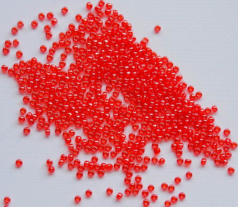 Transparent Dark Orange Luster Czech Seed Beads, 10/0