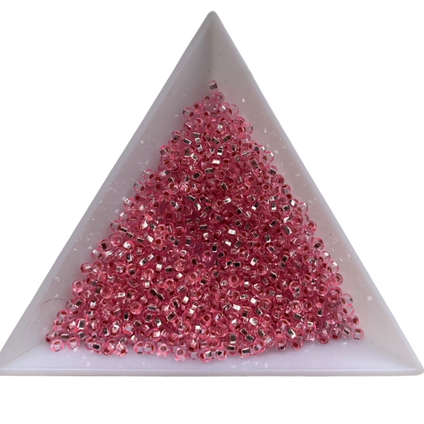Czech Seed Beads 10/0 Silverline Dyed Pink Colour