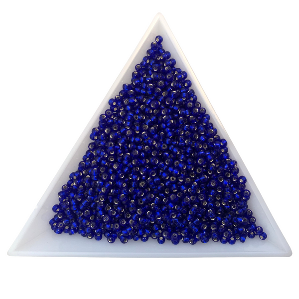 Czech Seed Beads 11/0 in Royal Blue Silver-lined Color