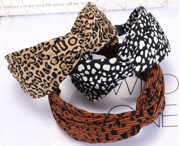 Satin Knotted Animal Print Headband