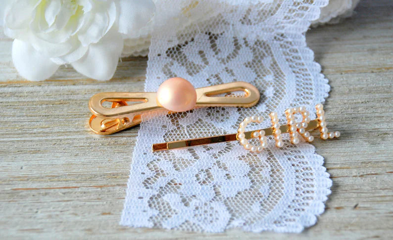 A Set of Two Pearls Hair Clips